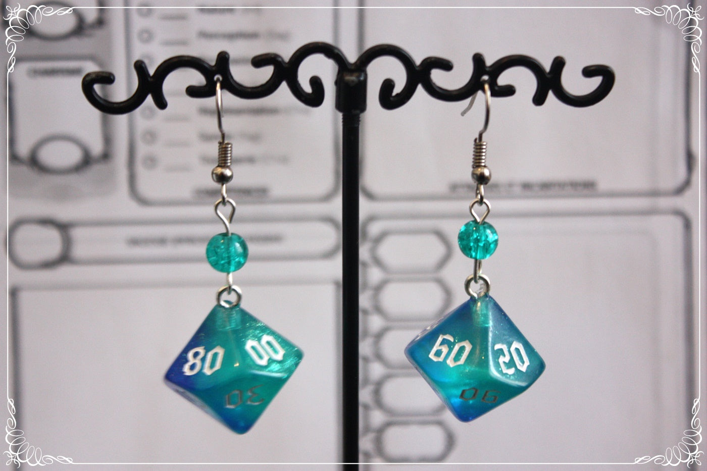 Boucles d'oreilles "Dés JDR - Bleu "