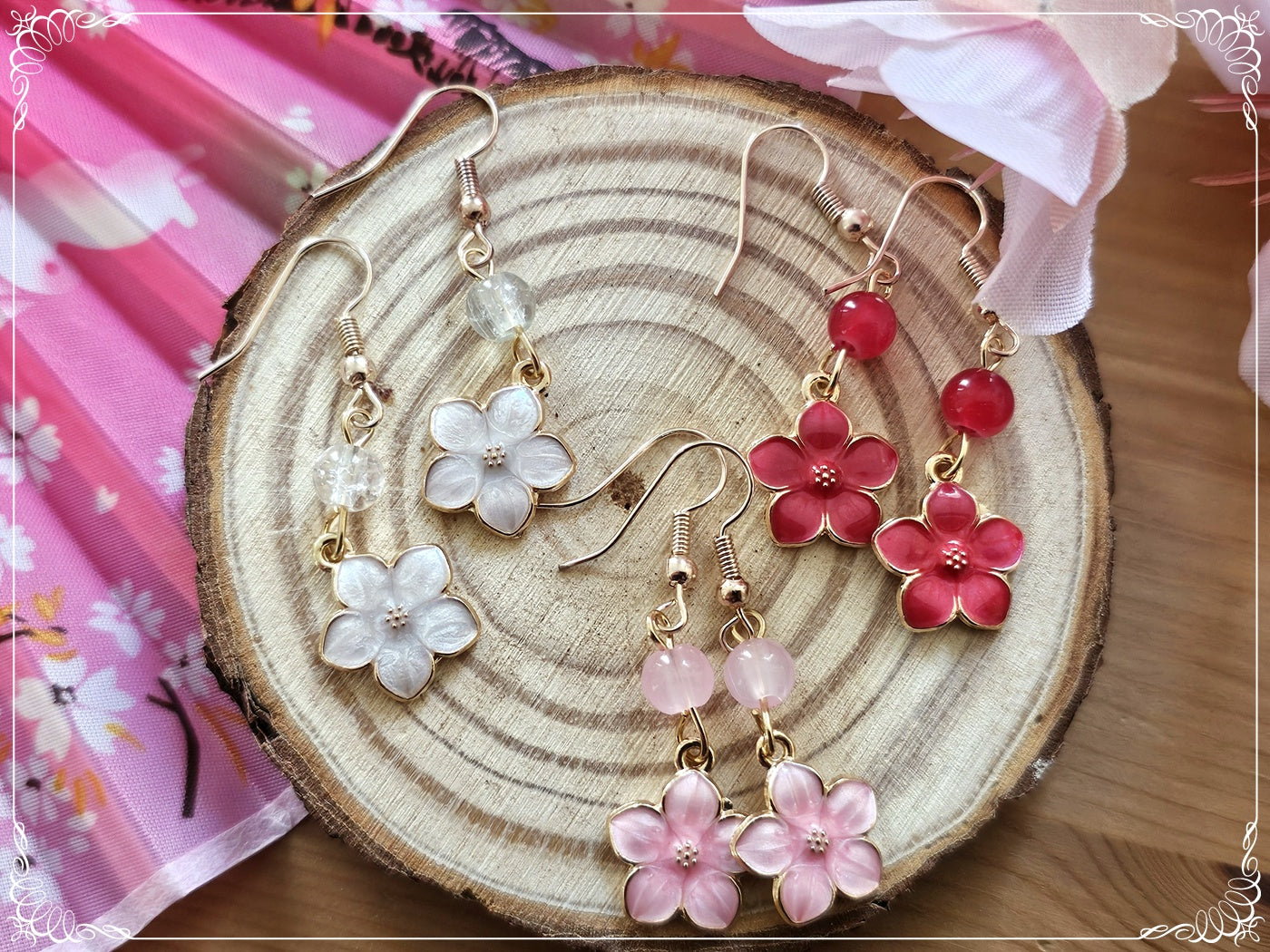 Boucles d'oreilles japon "Sakura" - Fleurs de cerisier
