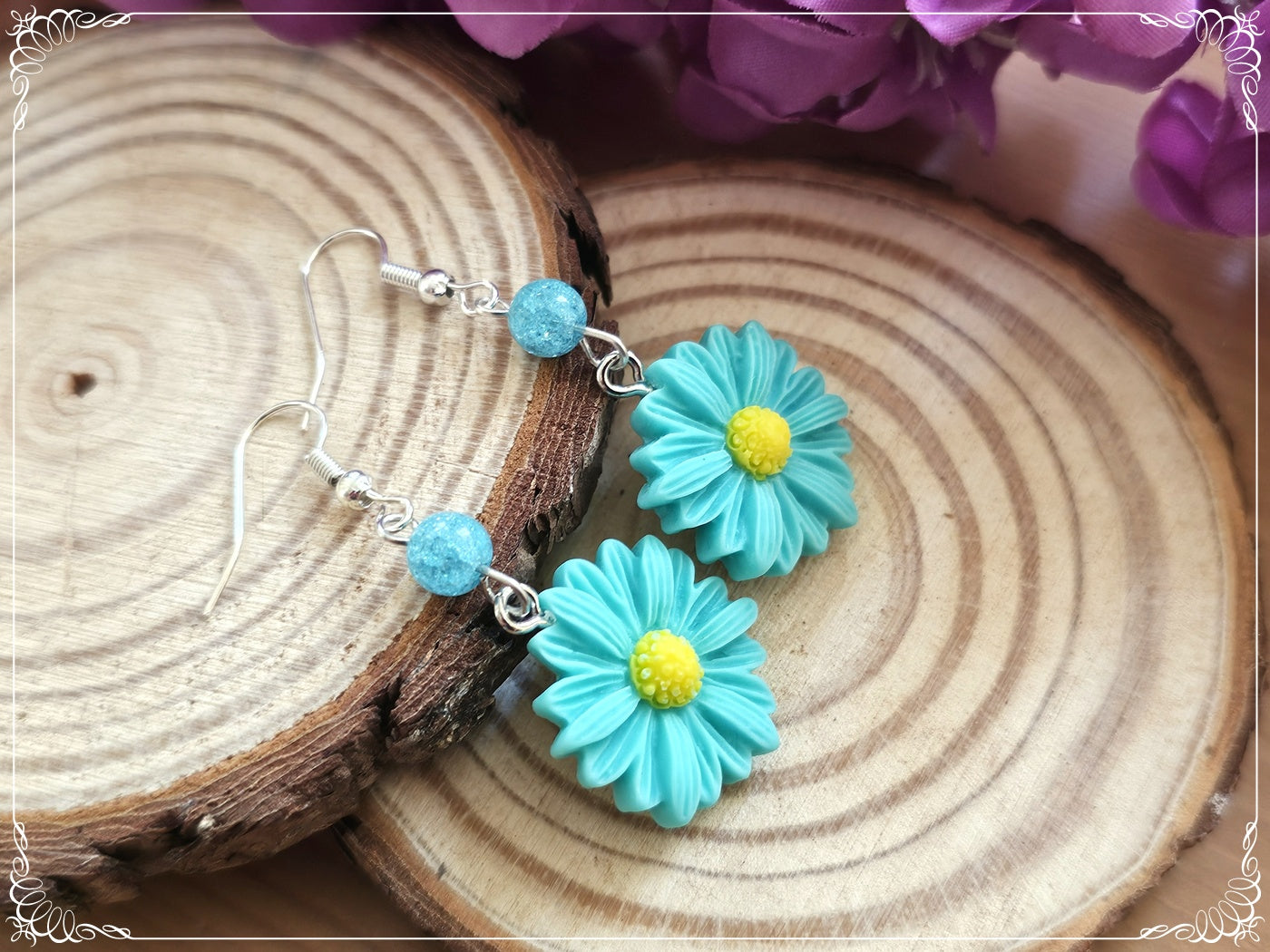 Boucles d'oreilles fleurs paquerettes marguerites coquelicots tournesols