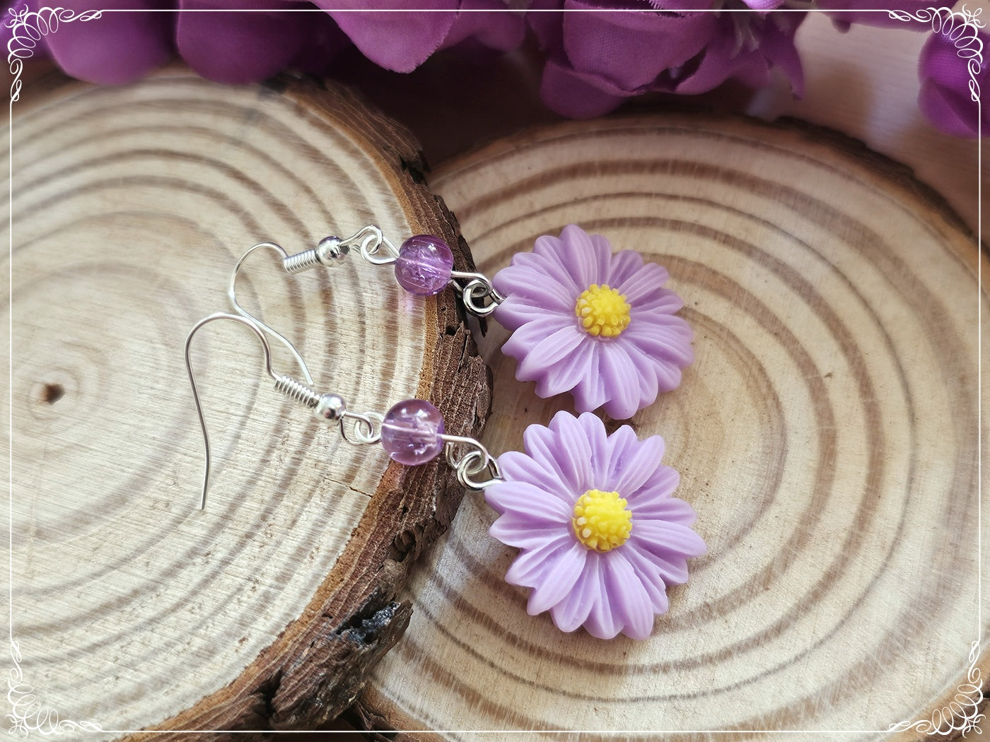 Boucles d'oreilles fleurs paquerettes marguerites coquelicots tournesols