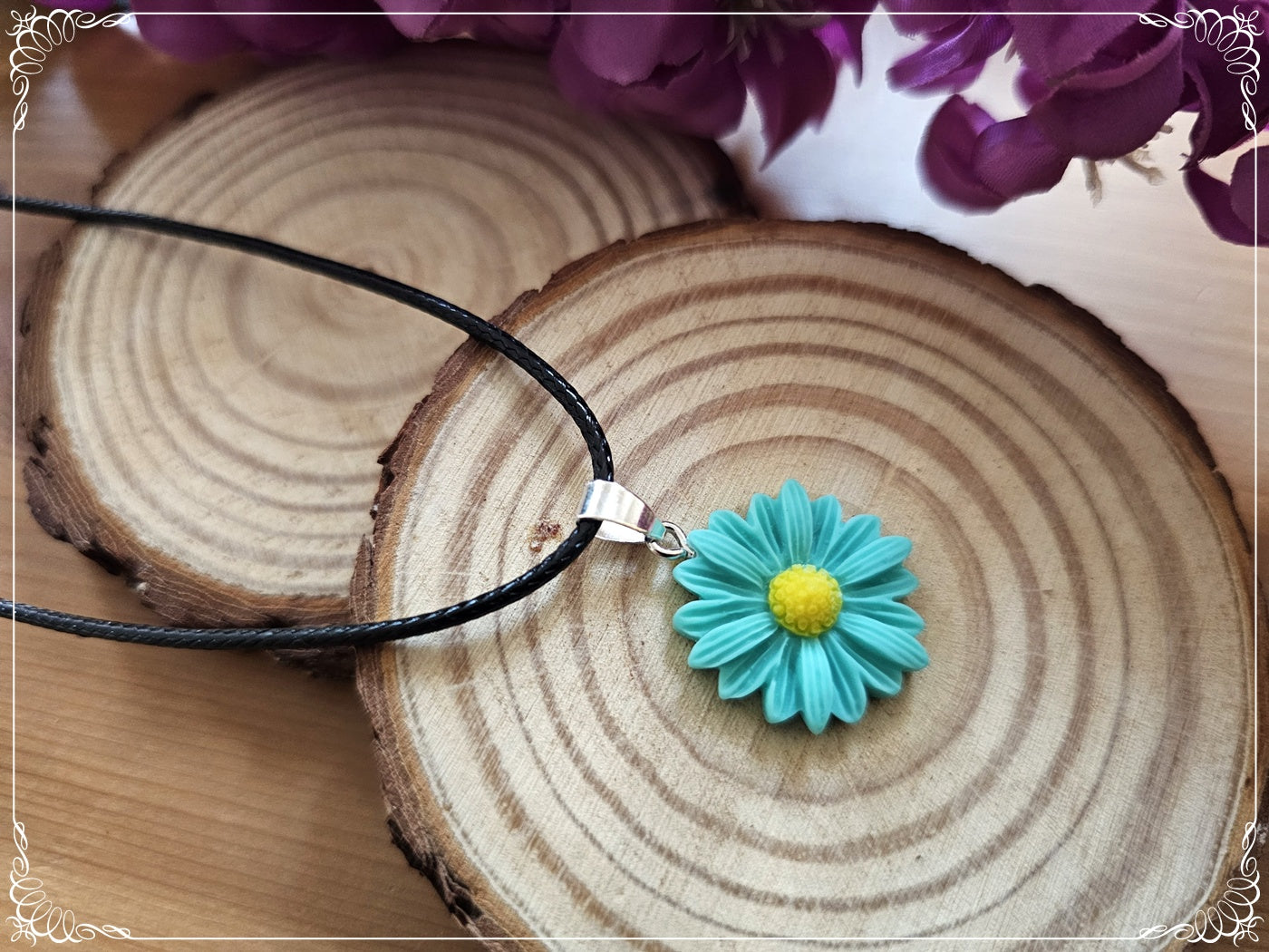 Pendentifs fleurs paquerettes marguerites coquelicots tournesols