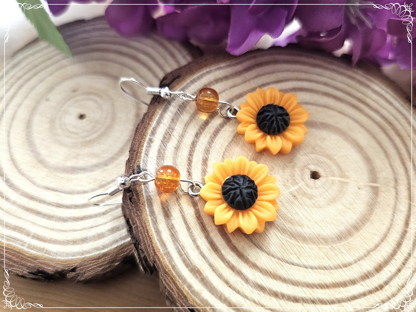 Boucles d'oreilles fleurs paquerettes marguerites coquelicots tournesols