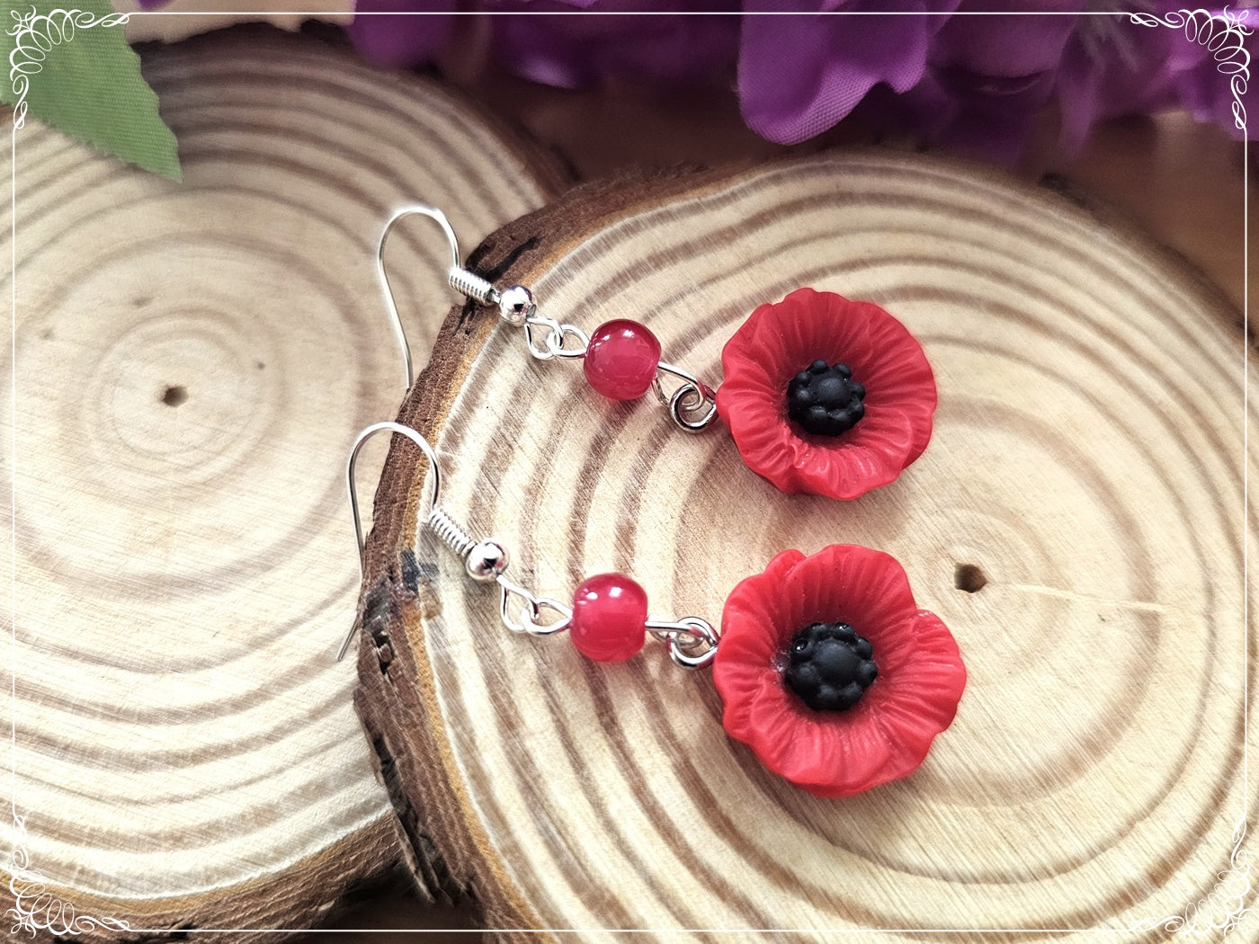 Boucles d'oreilles fleurs paquerettes marguerites coquelicots tournesols