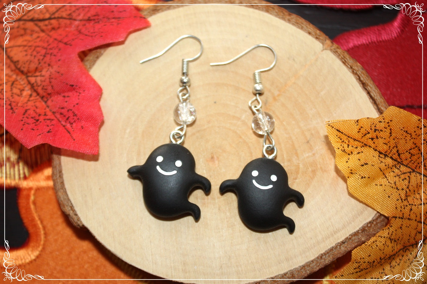 Boucles d'oreilles pendantes Halloween citrouille chat manoir sorcière fantôme