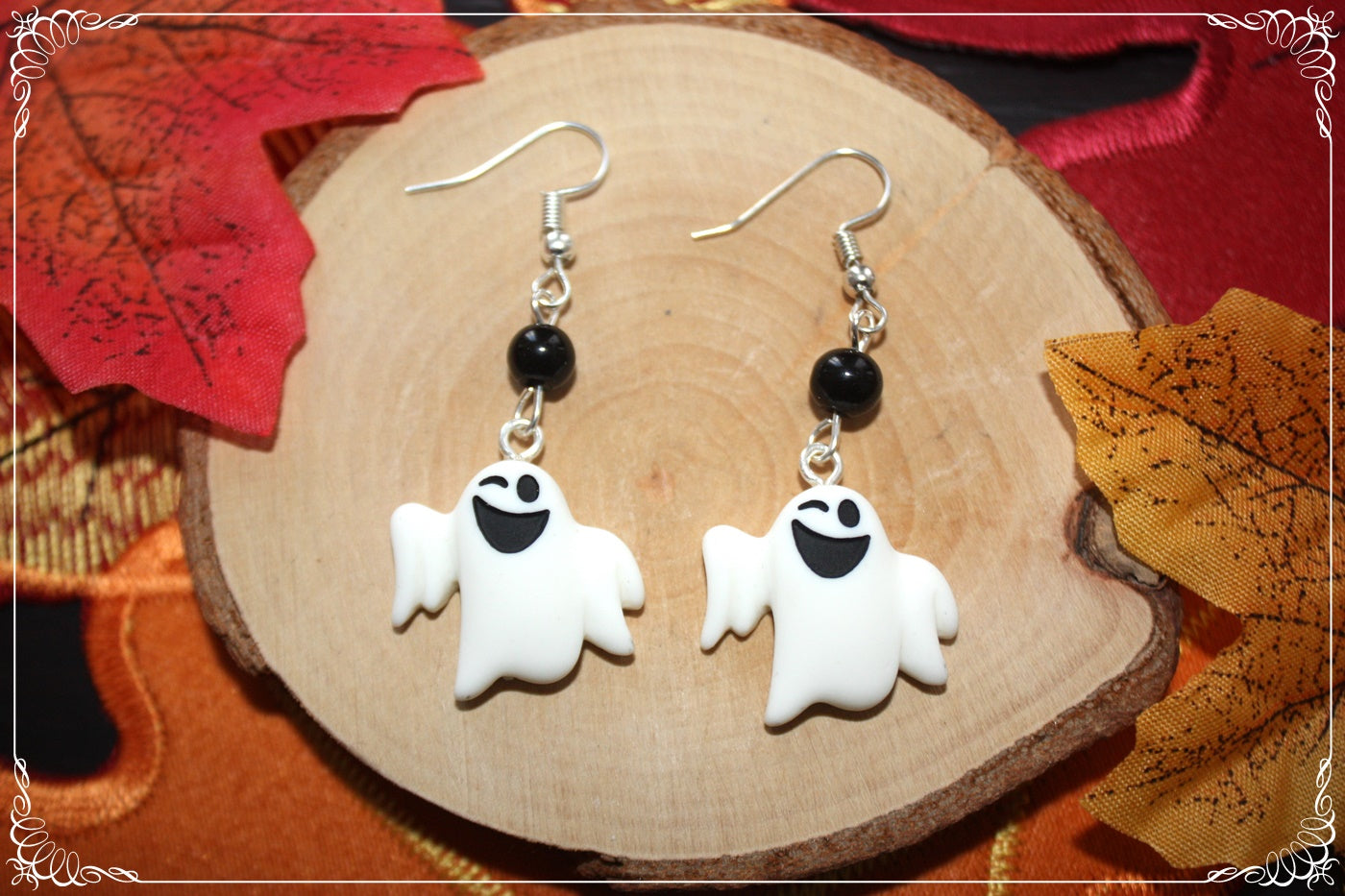 Boucles d'oreilles pendantes Halloween citrouille chat manoir sorcière fantôme