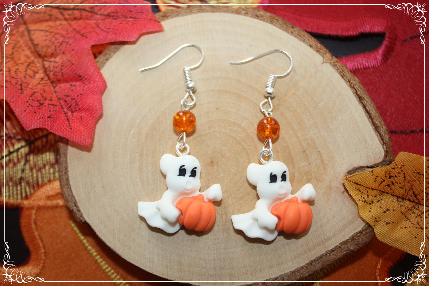 Boucles d'oreilles pendantes Halloween citrouille chat manoir sorcière fantôme