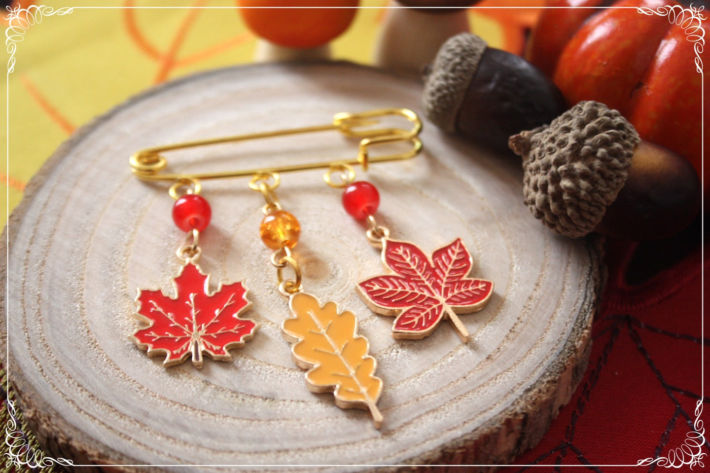 Epingles - Broches Automne feuilles érables rouges oranges jaunes