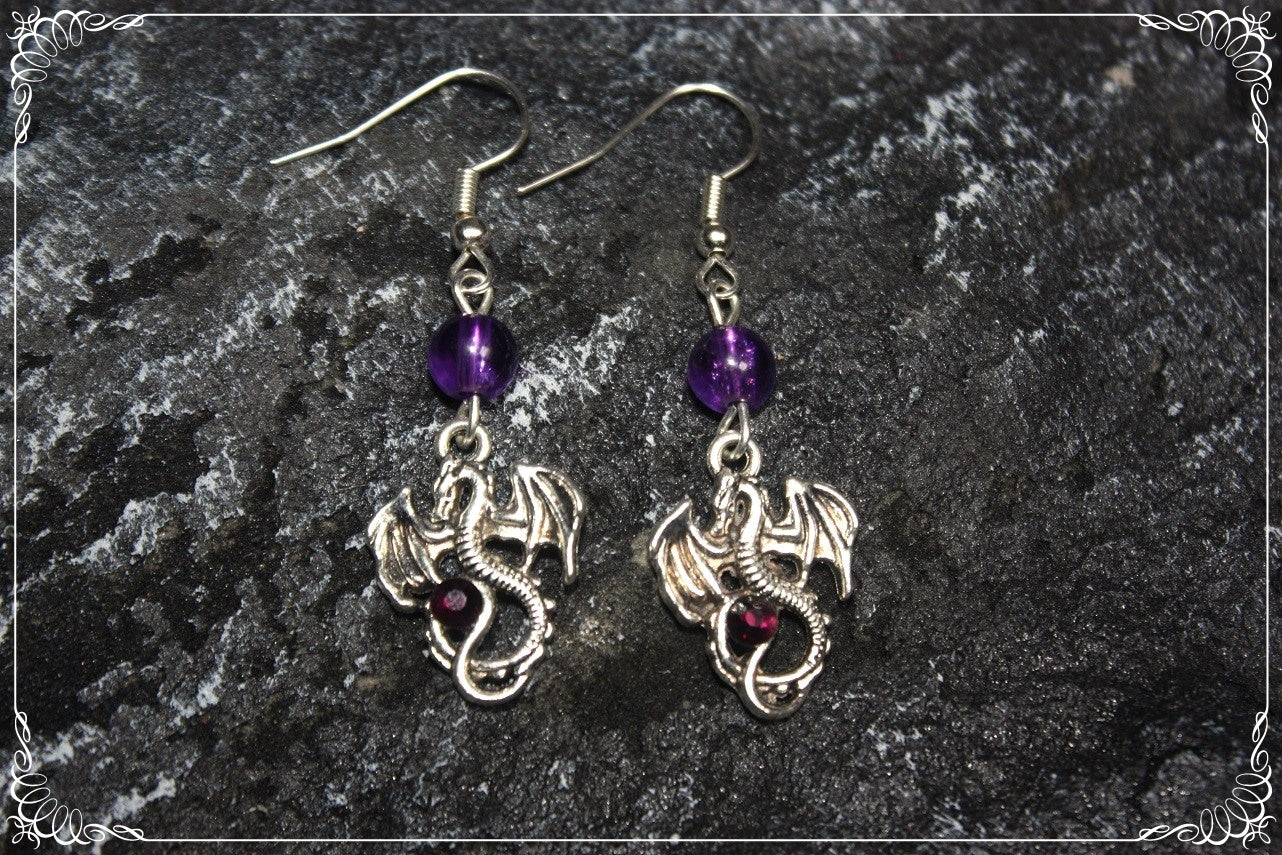 Boucles d'oreilles "Dragons argentés"