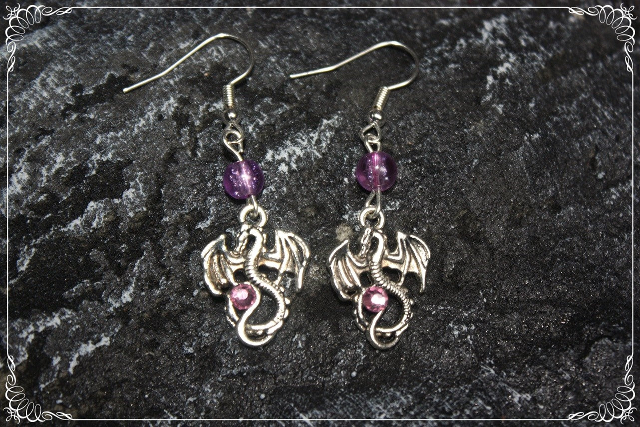 Boucles d'oreilles "Dragons argentés"