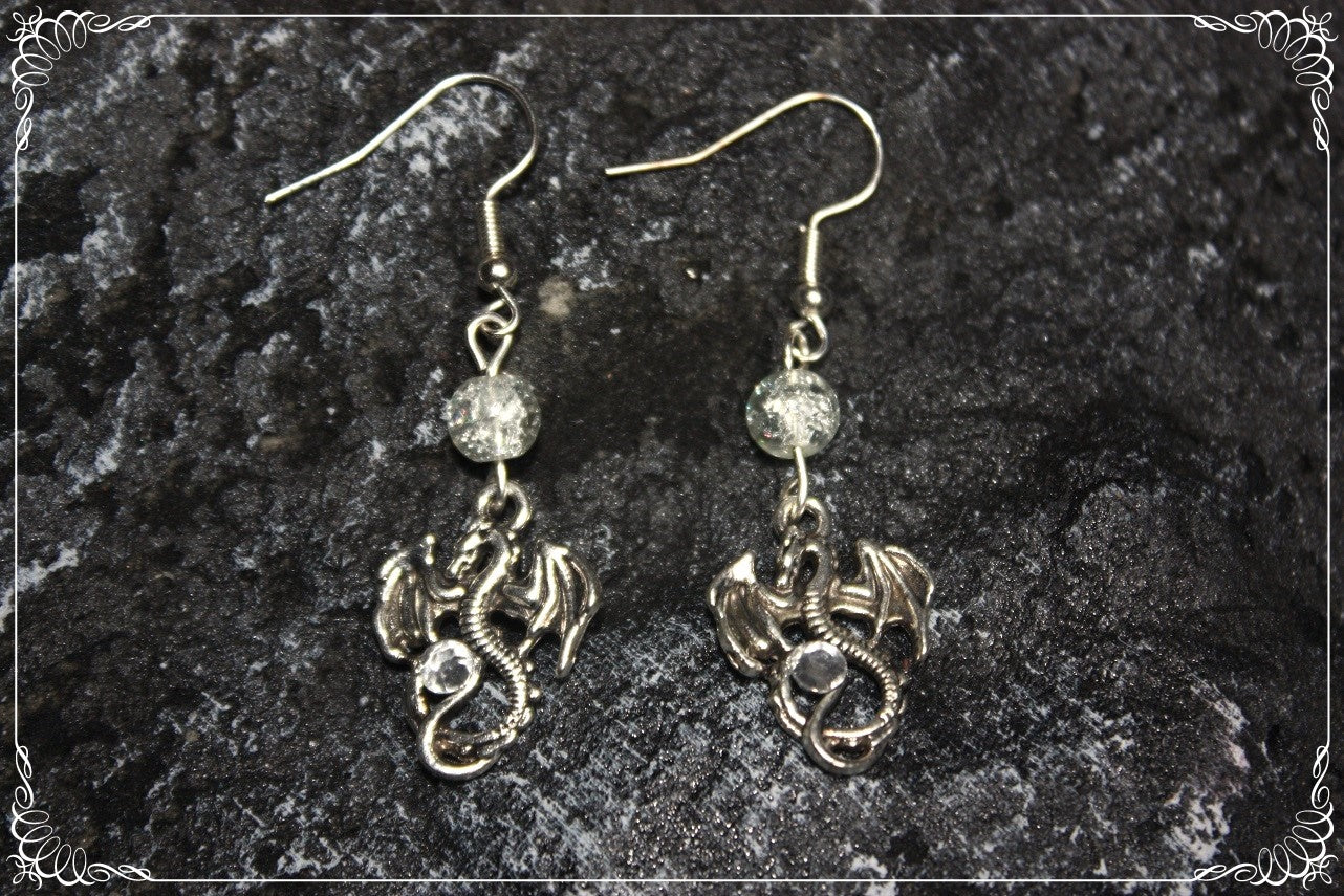 Boucles d'oreilles "Dragons argentés"