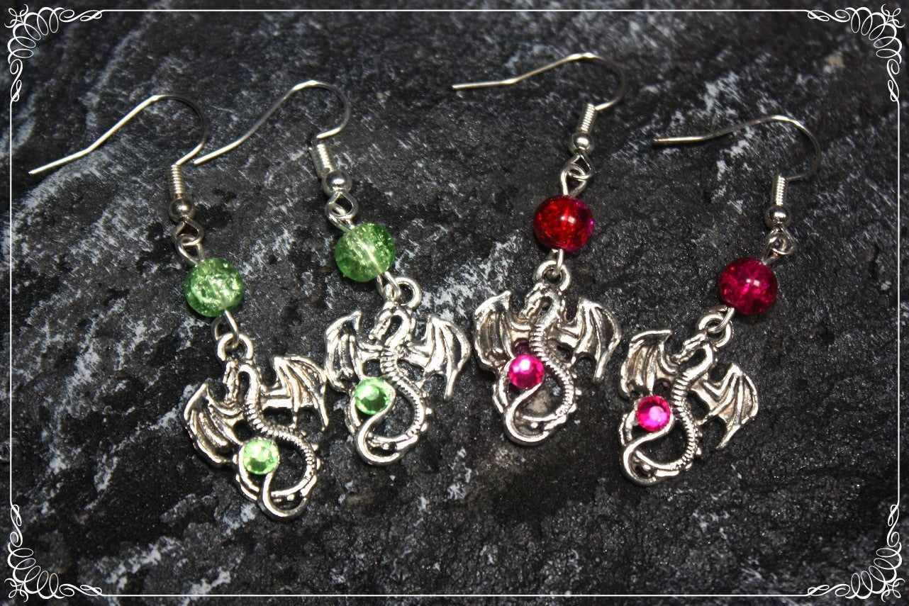 Boucles d'oreilles "Dragons argentés"