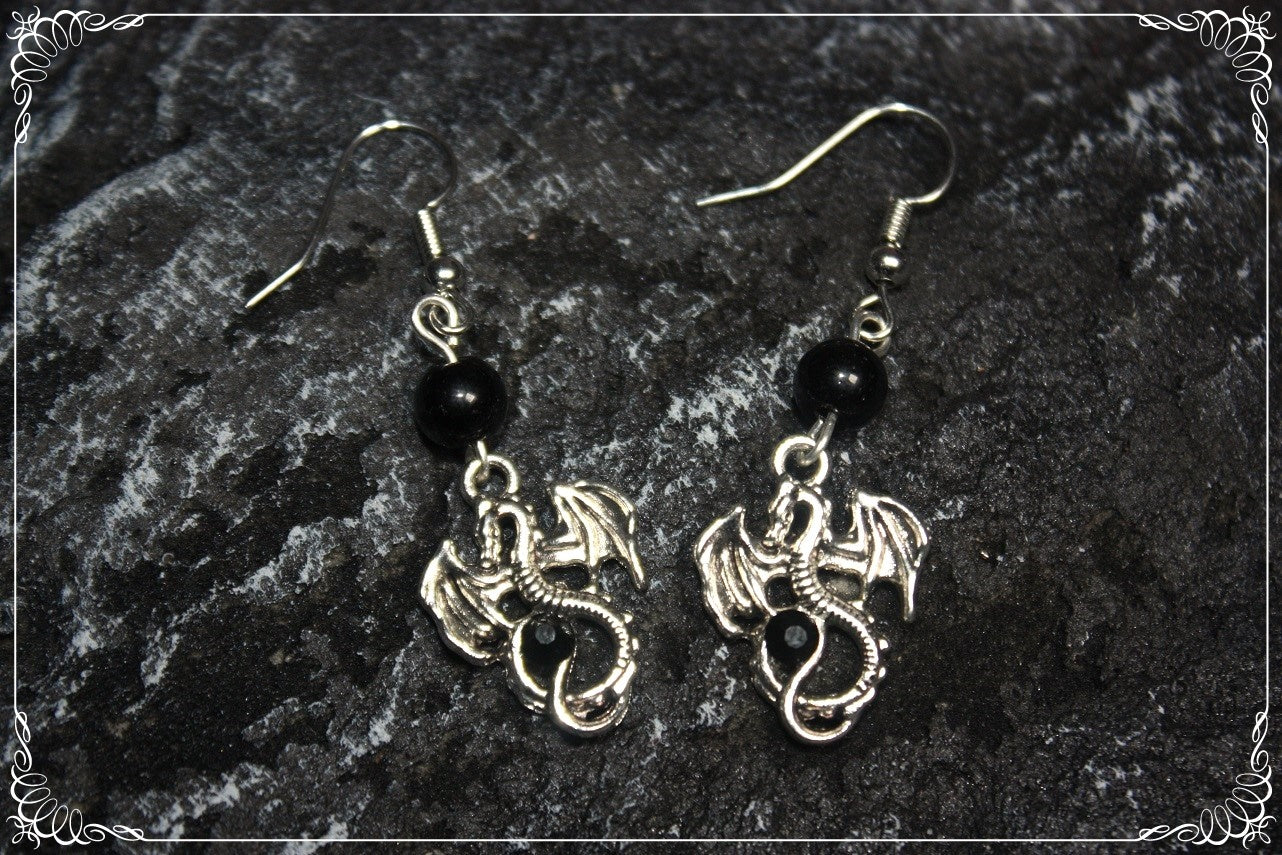 Boucles d'oreilles "Dragons argentés"