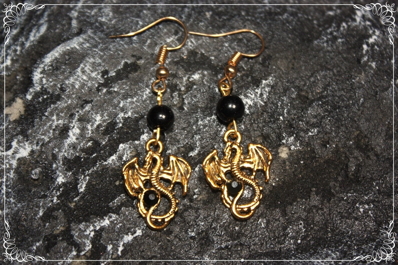 Boucles d'oreilles "Dragons dorés"