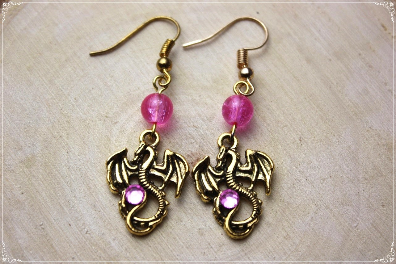 Boucles d'oreilles "Dragons dorés / bronze"