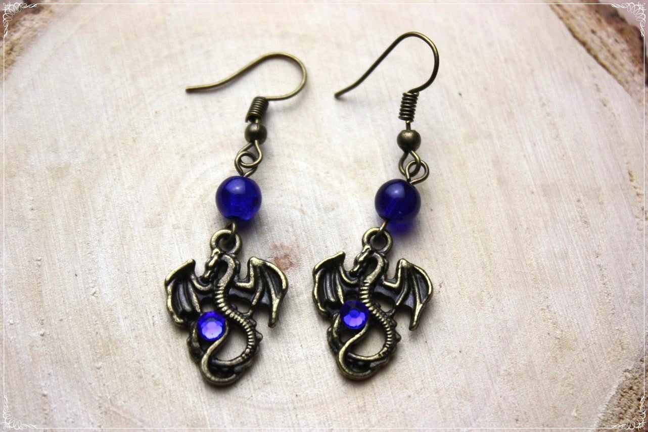 Boucles d'oreilles "Dragons dorés / bronze"