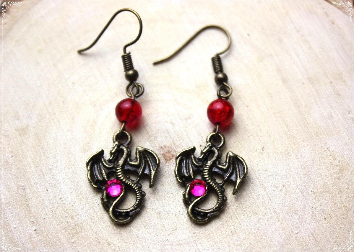 Boucles d'oreilles "Dragons dorés / bronze"
