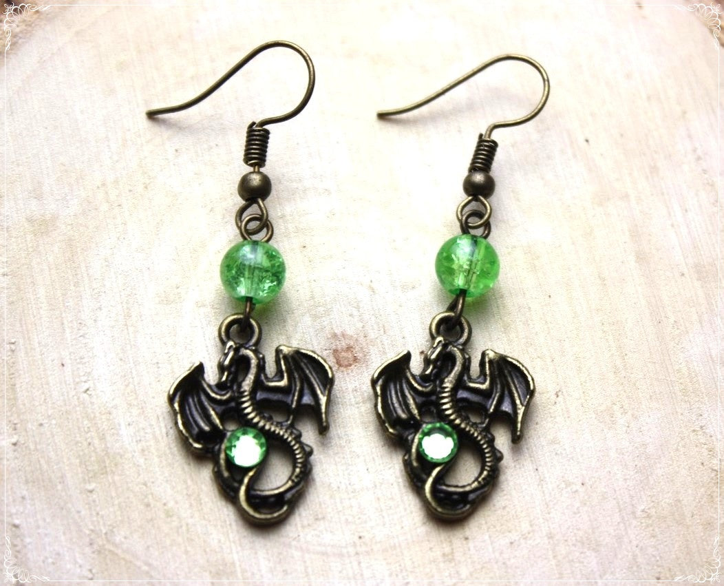 Boucles d'oreilles "Dragons dorés / bronze"