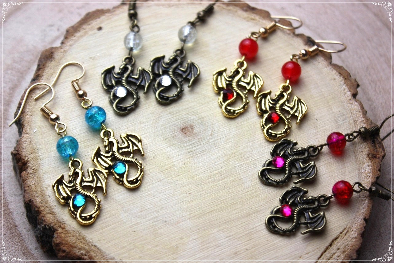 Boucles d'oreilles "Dragons dorés / bronze"