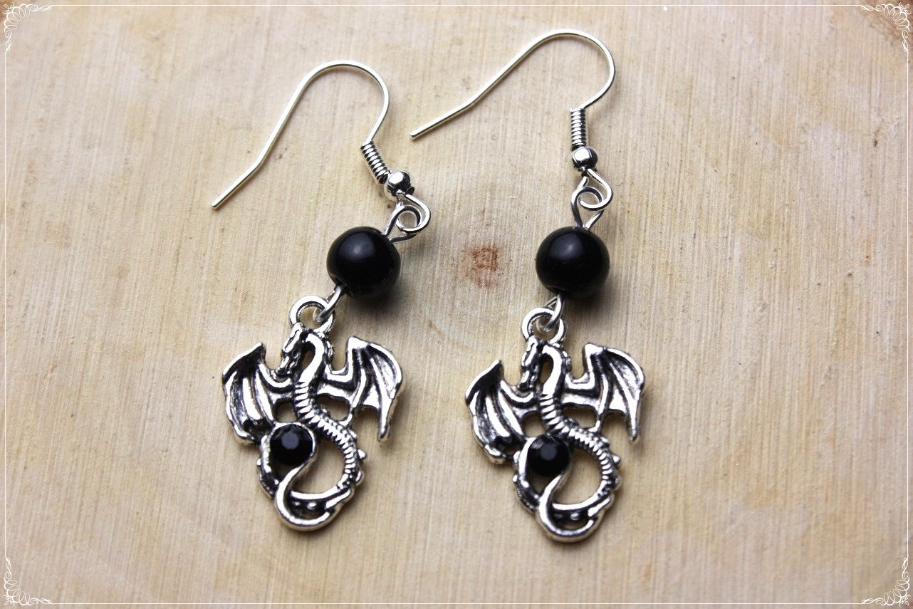 Boucles d'oreilles "Dragons argentés"