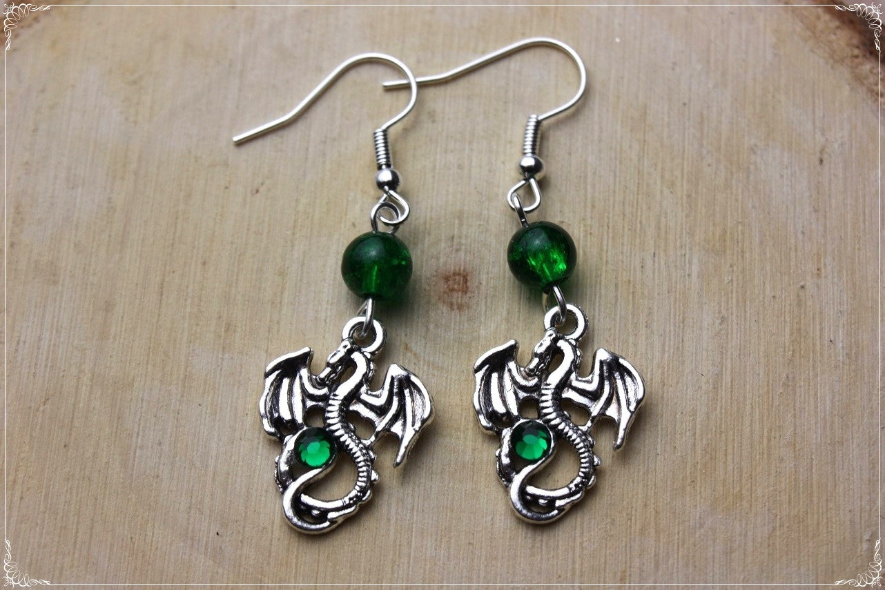 Boucles d'oreilles "Dragons argentés"