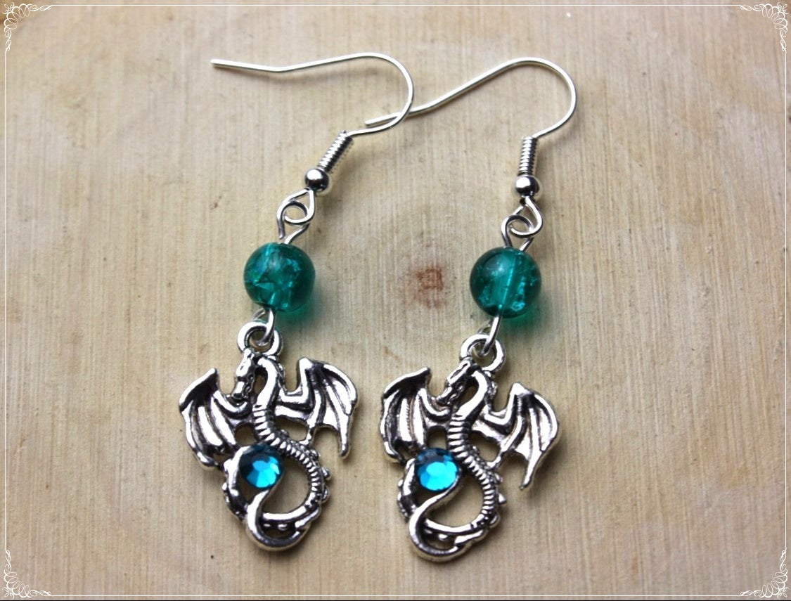 Boucles d'oreilles "Dragons argentés"