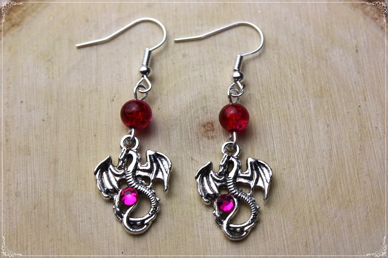 Boucles d'oreilles "Dragons argentés"