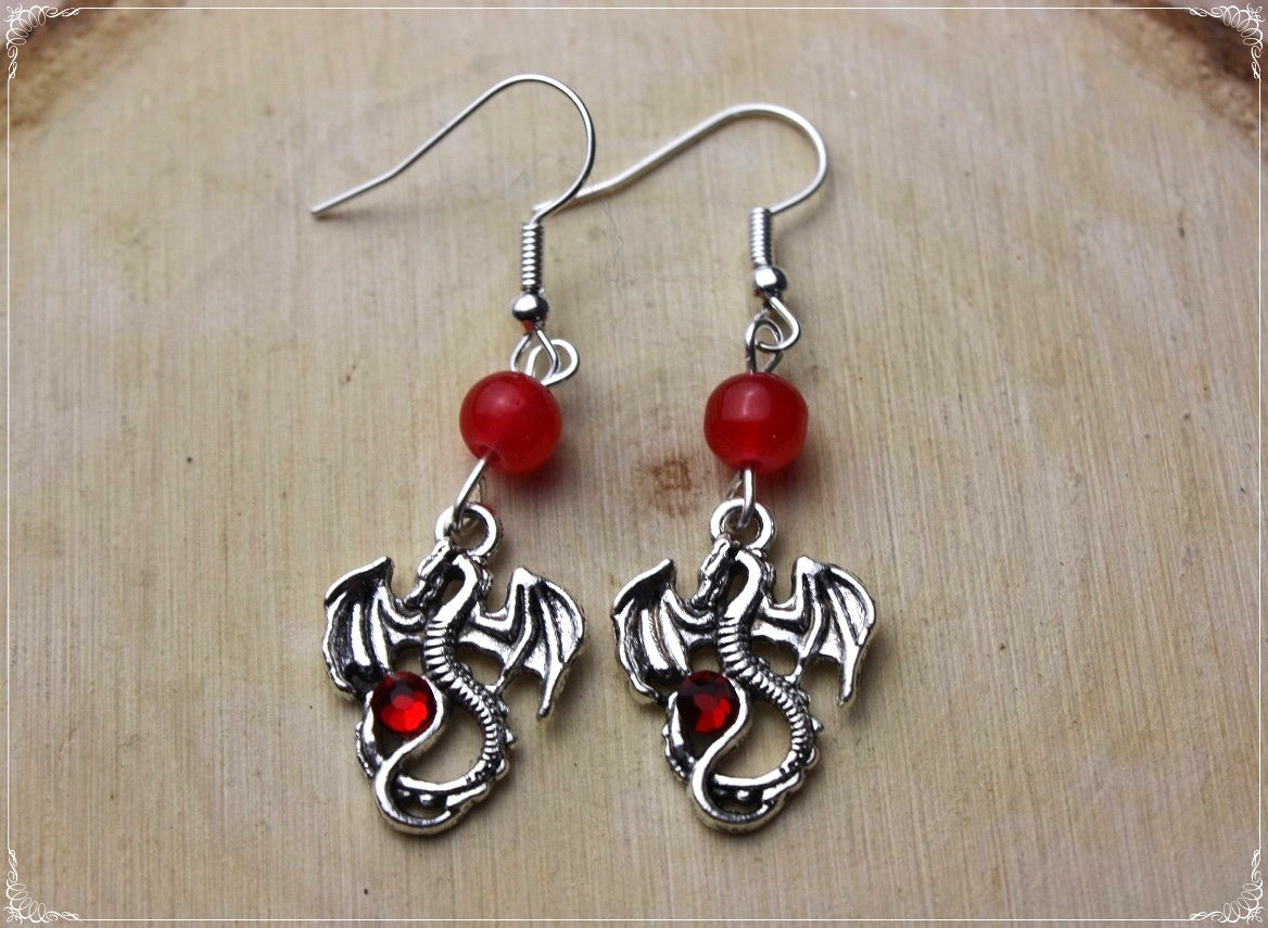 Boucles d'oreilles "Dragons argentés"