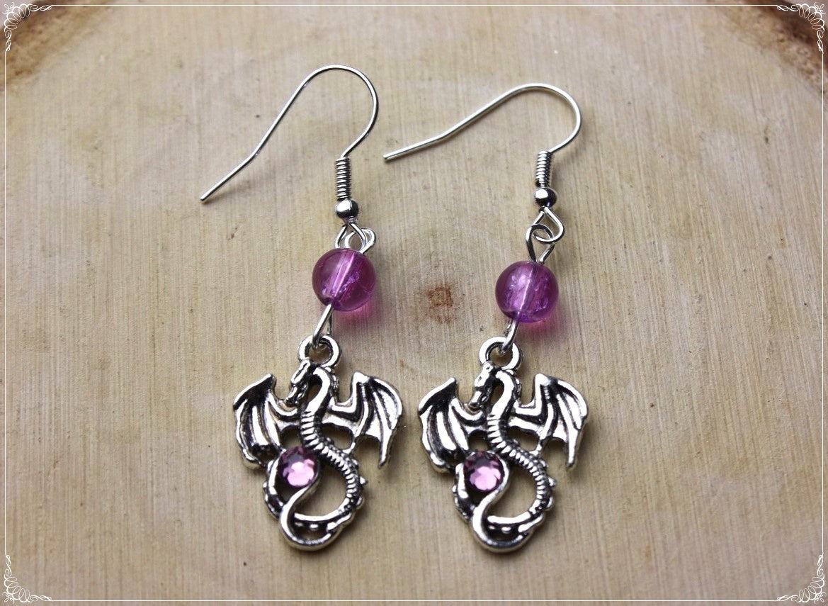 Boucles d'oreilles "Dragons argentés"