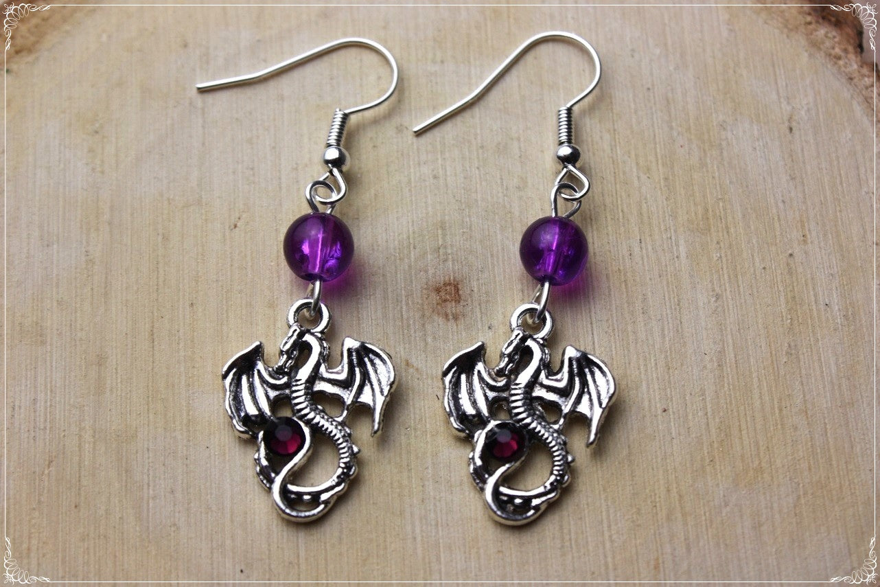 Boucles d'oreilles "Dragons argentés"