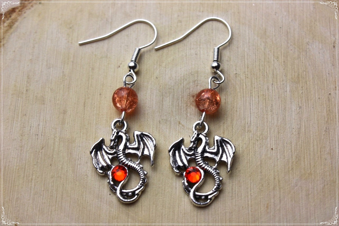 Boucles d'oreilles "Dragons argentés"