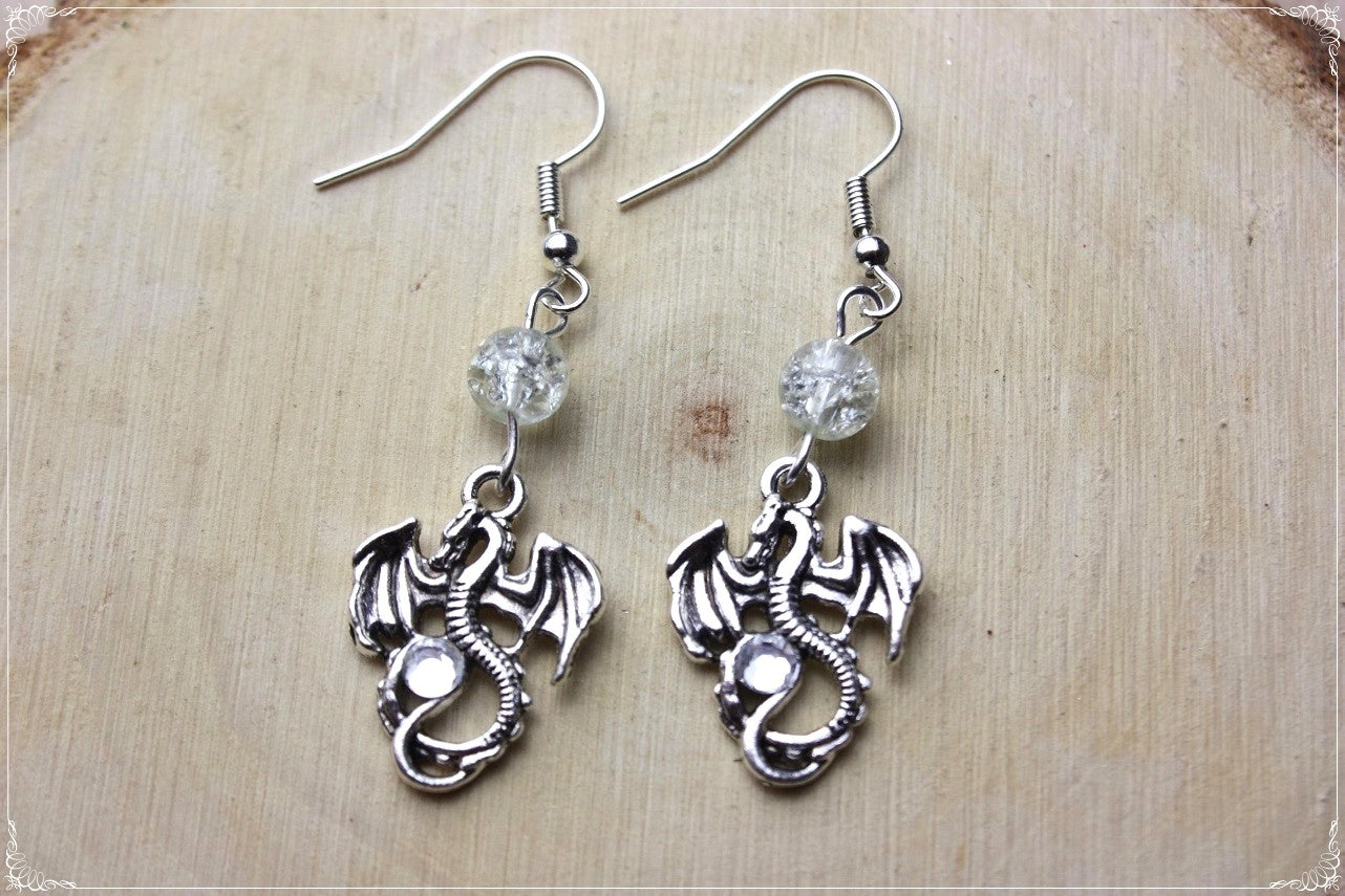 Boucles d'oreilles "Dragons argentés"