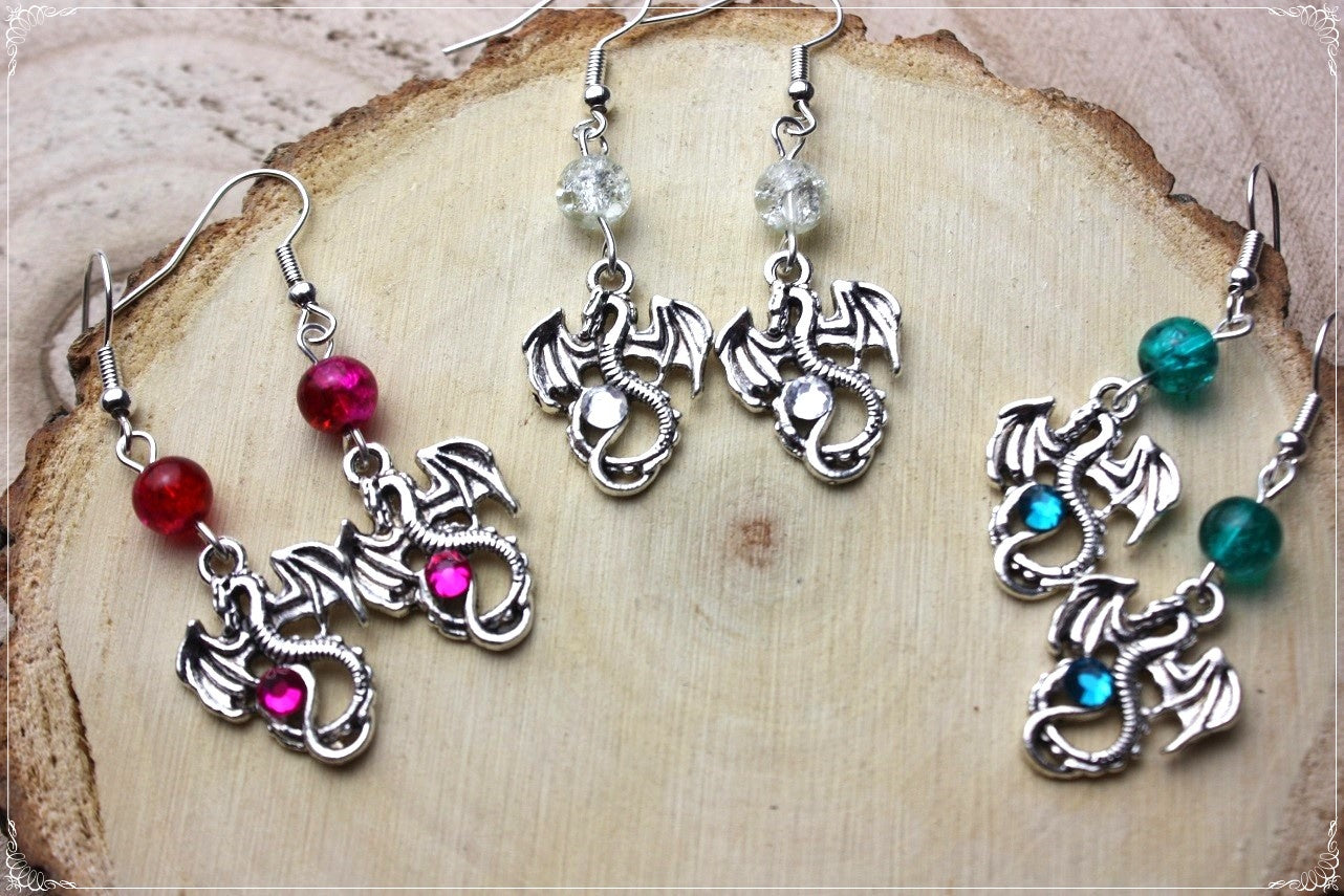 Boucles d'oreilles "Dragons argentés"