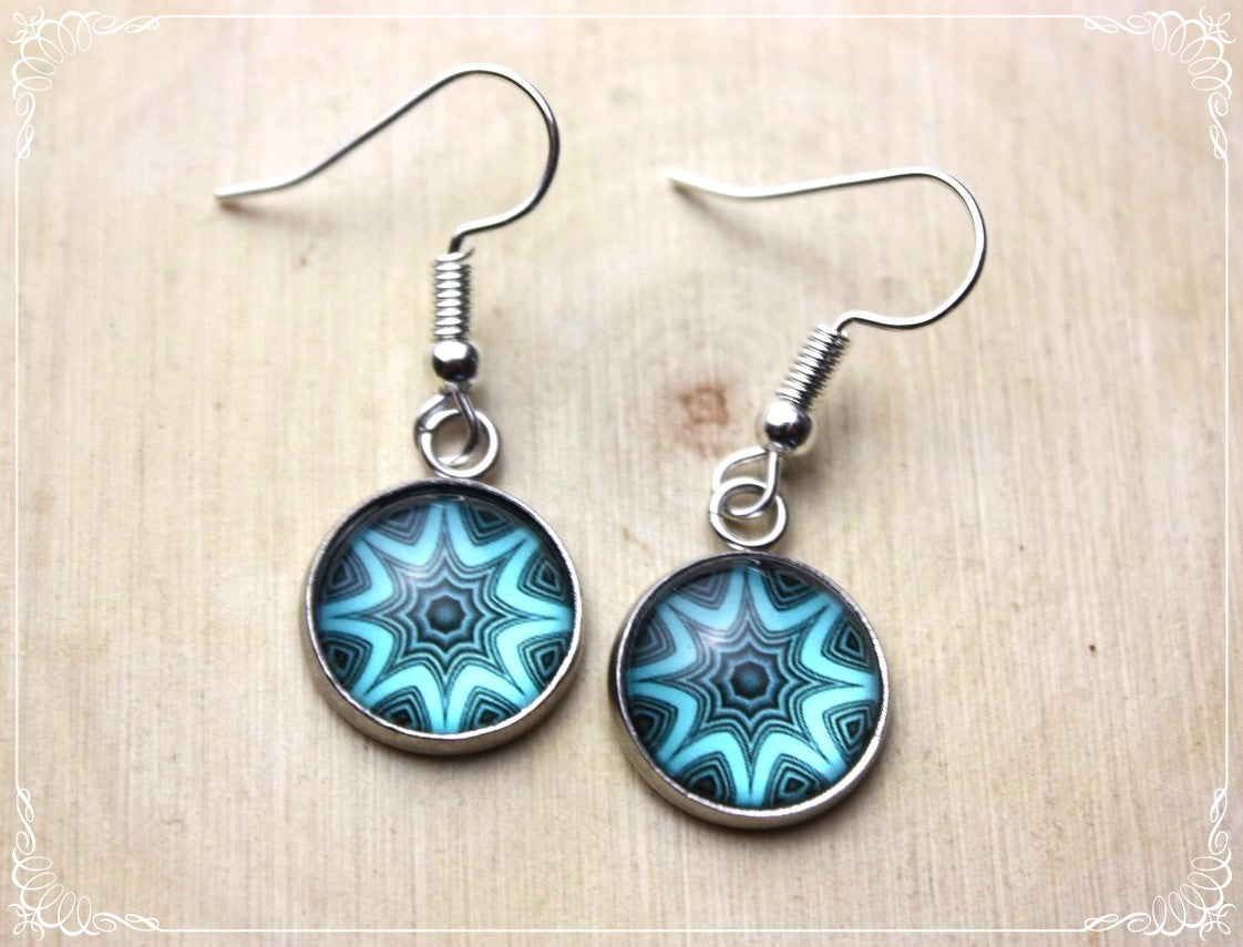 Boucles d'oreilles "Mandalas - Bleus clairs "