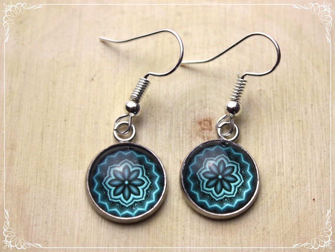 Boucles d'oreilles "Mandalas - Bleus clairs "