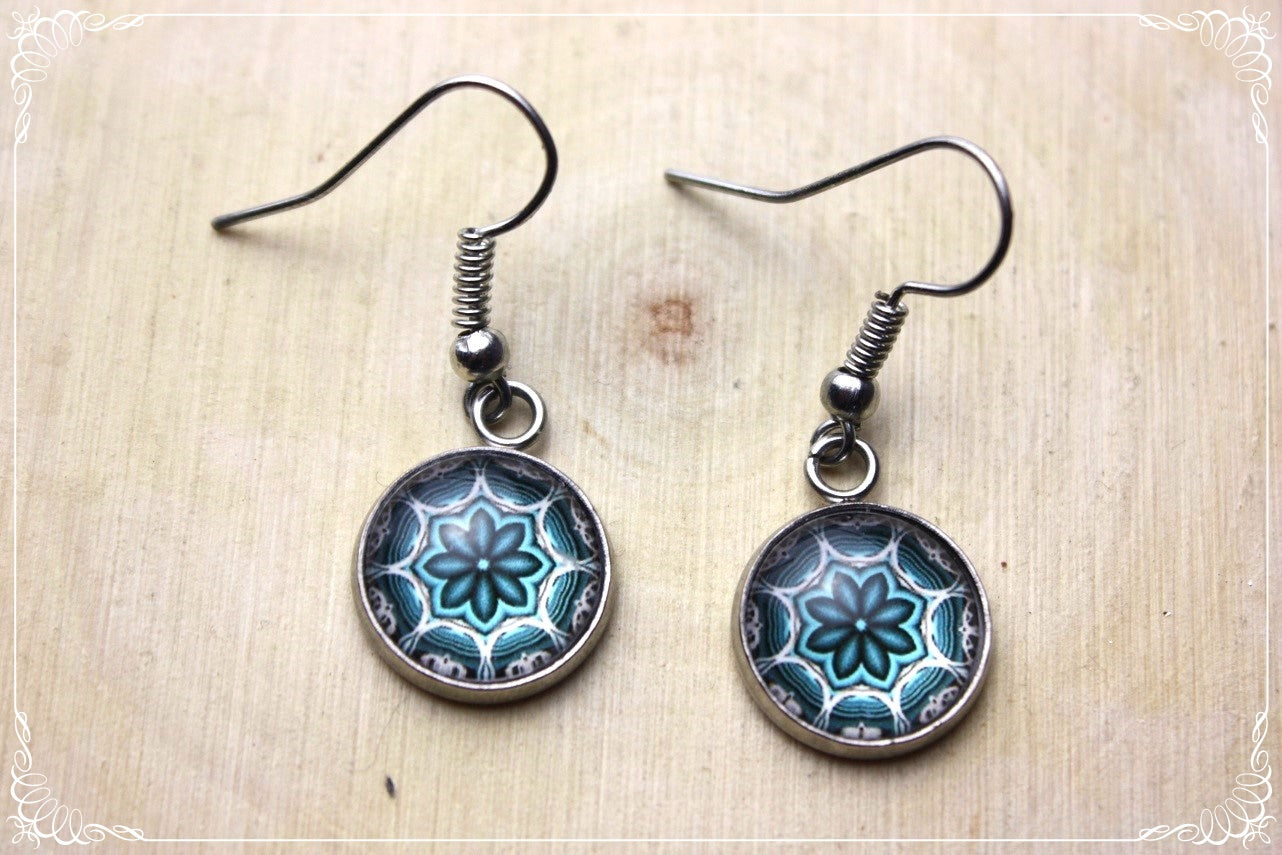 Boucles d'oreilles "Mandalas - Bleus clairs "