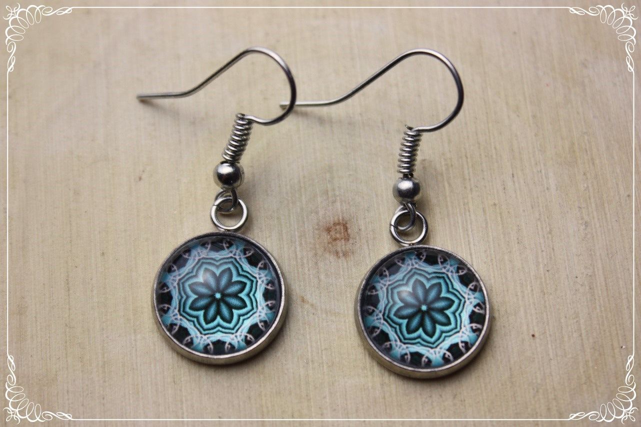 Boucles d'oreilles "Mandalas - Bleus clairs "