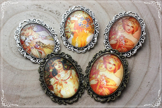 Broches "Mucha - Art Nouveau"