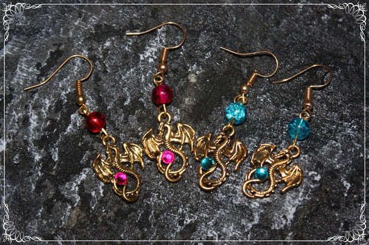 Boucles d'oreilles "Dragons dorés"