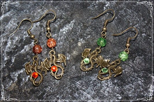 Boucles d'oreilles "Dragons bronze"