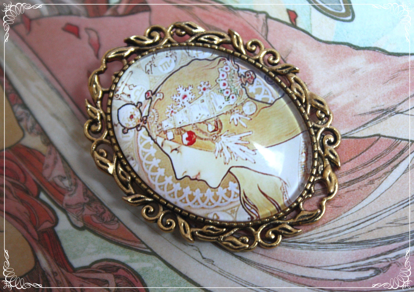 Broches "Mucha - Art Nouveau"