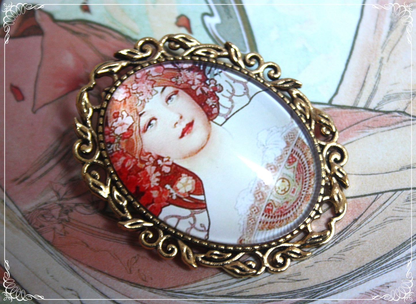 Broches "Mucha - Art Nouveau"