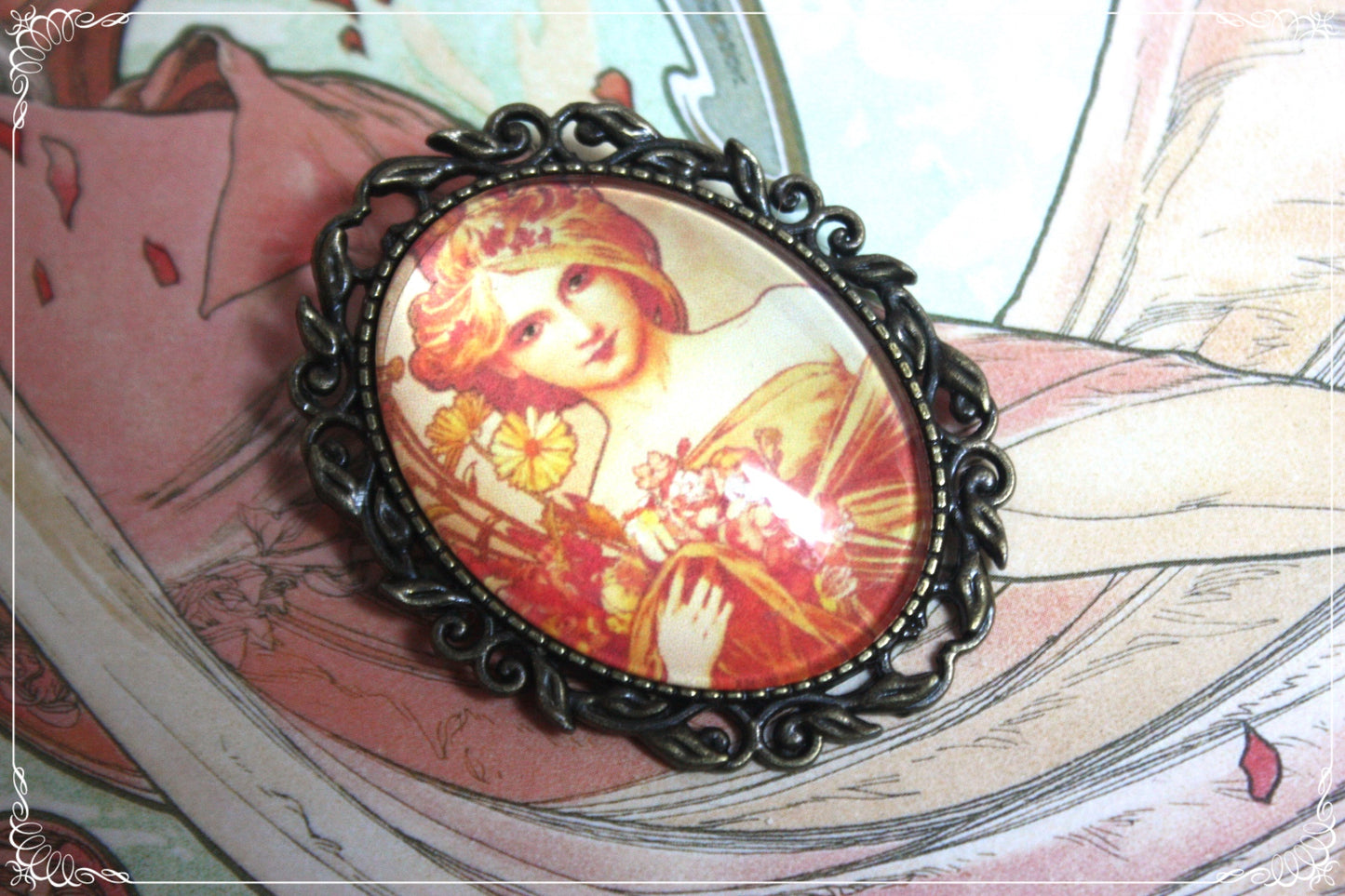 Broches "Mucha - Art Nouveau"