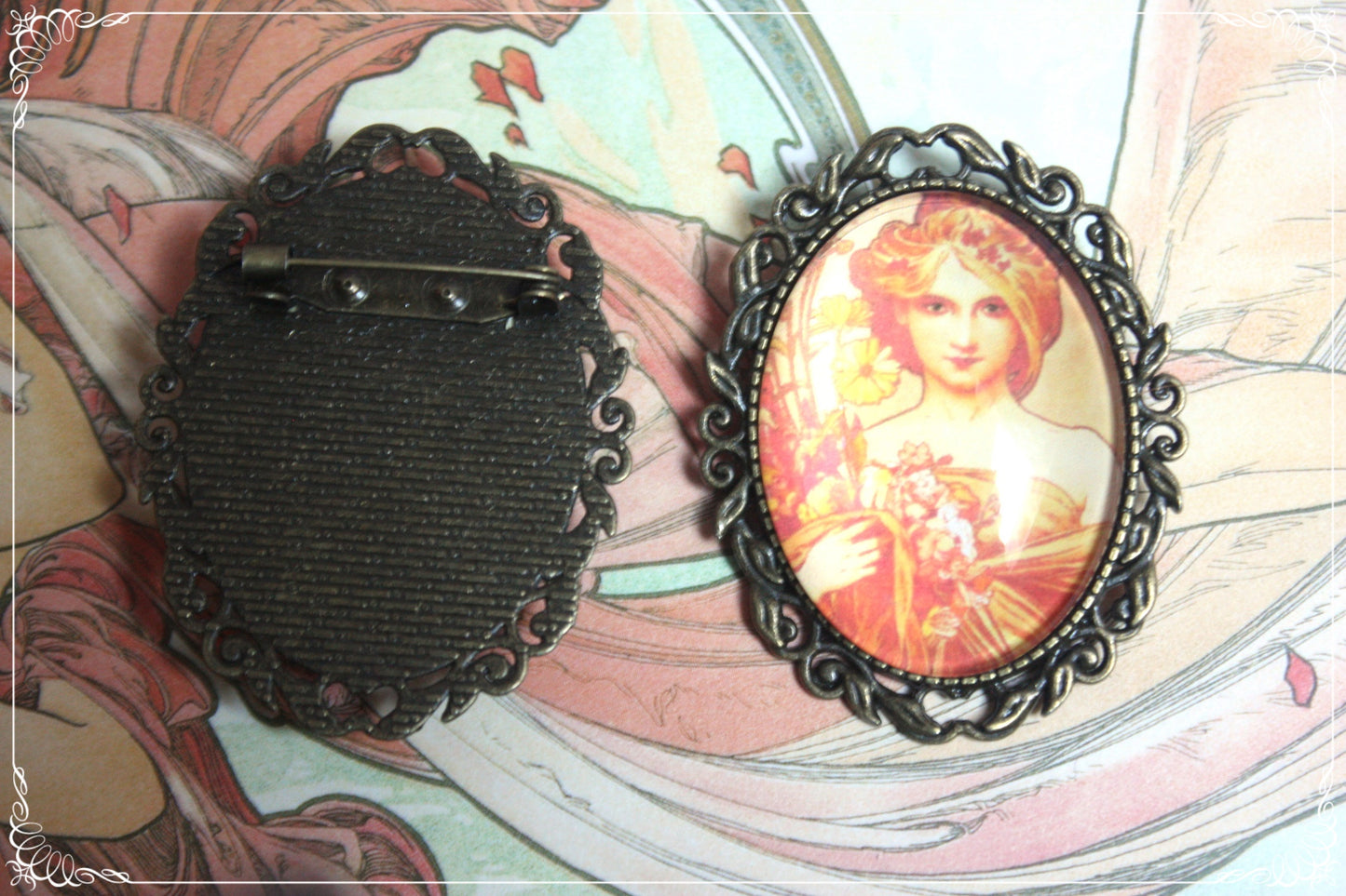 Broches "Mucha - Art Nouveau"