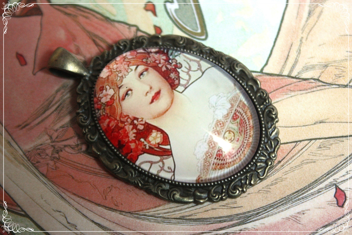 Pendentifs "Mucha - Art Nouveau - Bronze"