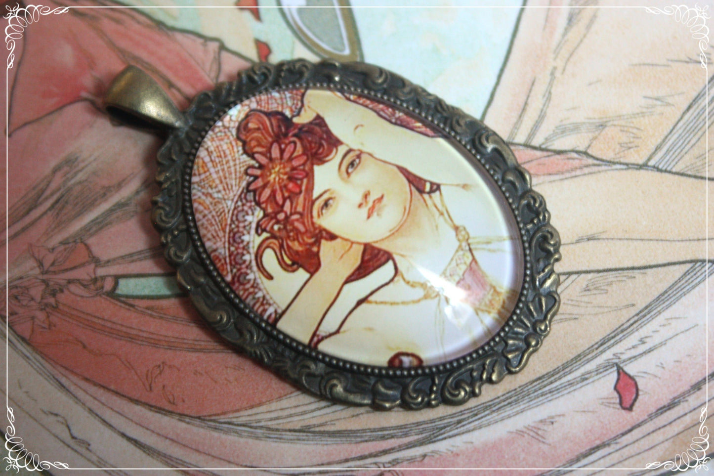 Pendentifs "Mucha - Art Nouveau - Bronze"