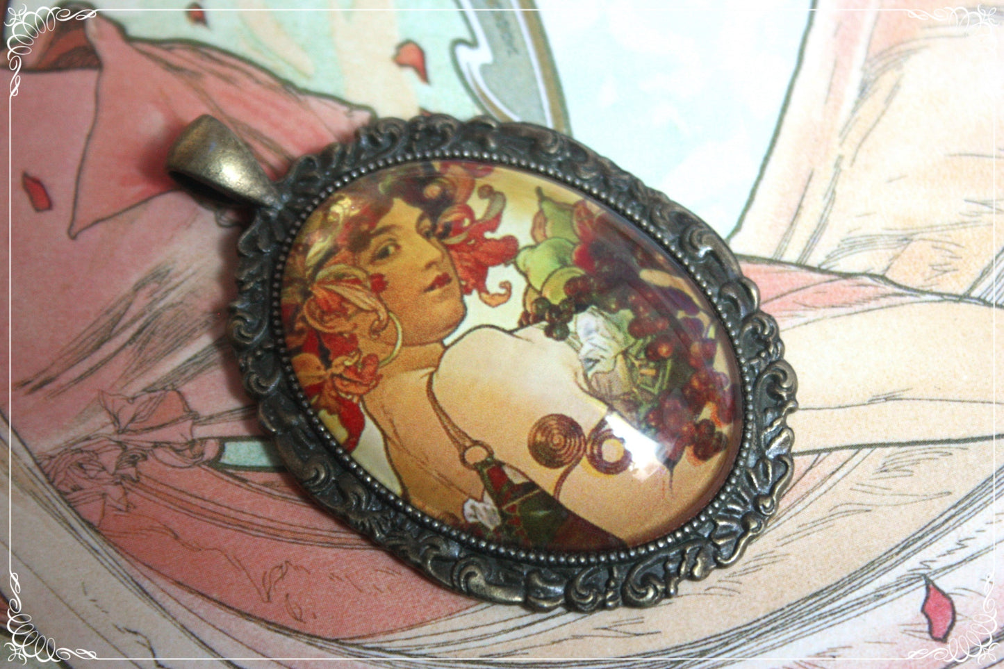 Pendentifs "Mucha - Art Nouveau - Bronze"