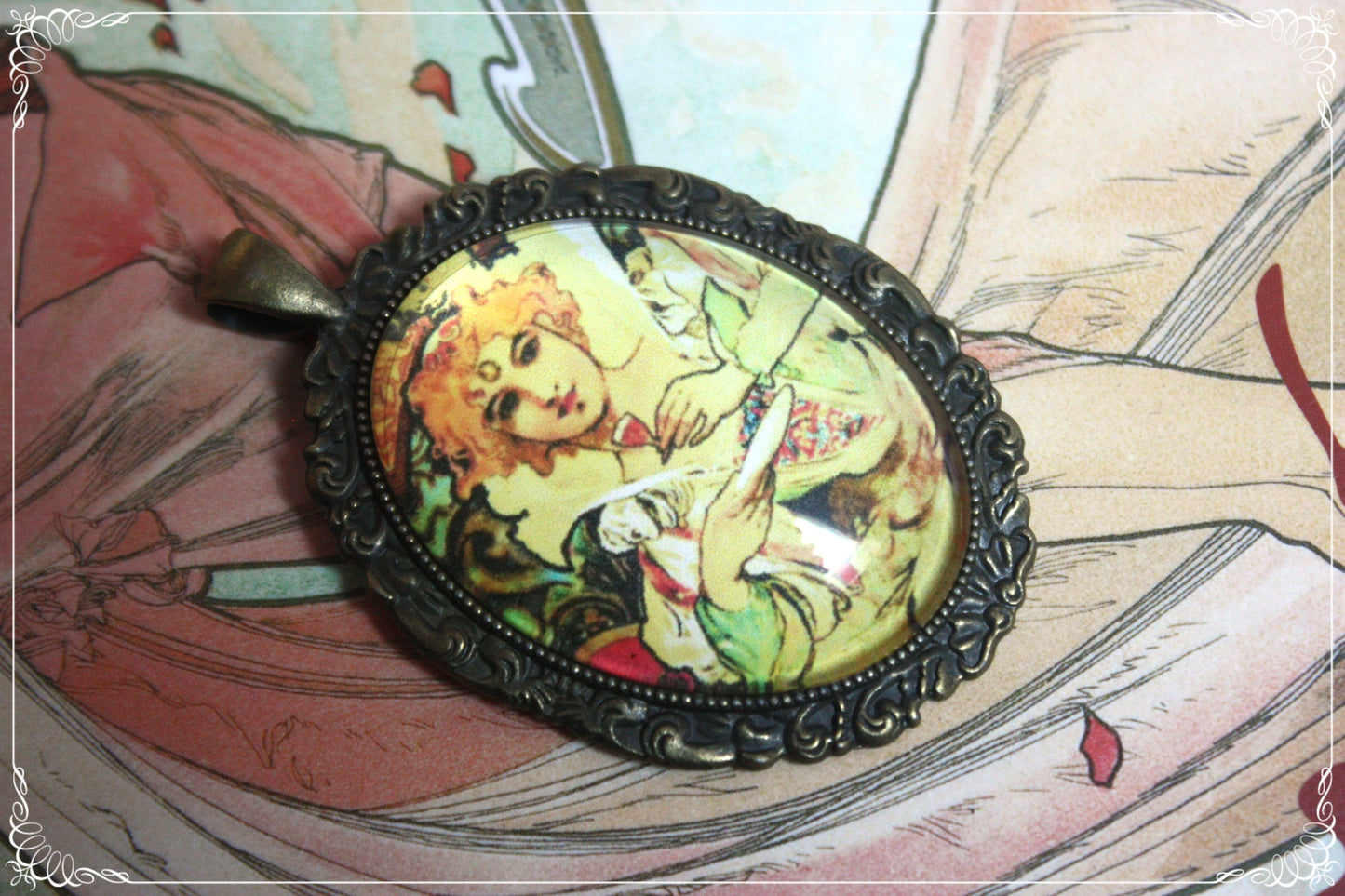 Pendentifs "Mucha - Art Nouveau - Bronze"