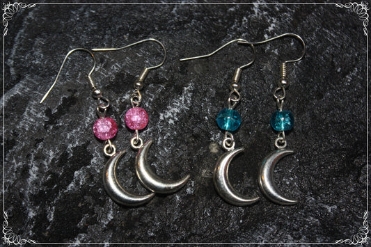 Boucles d'oreilles "Lunes et perles - Argent"