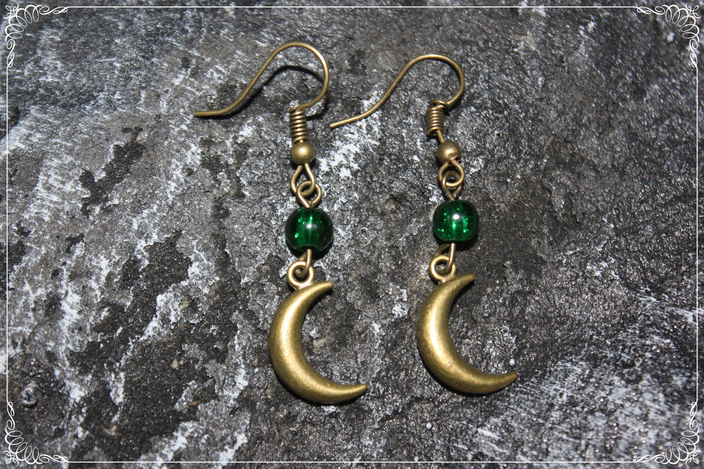 Boucles d'oreilles "Lunes et perles - Bronze"