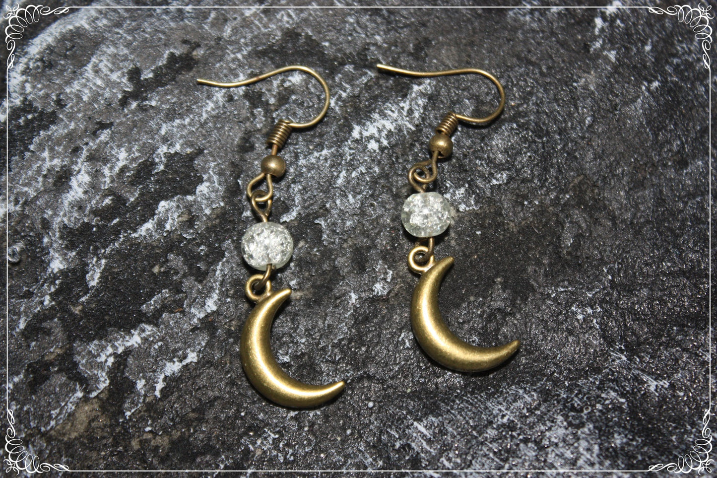 Boucles d'oreilles "Lunes et perles - Bronze"